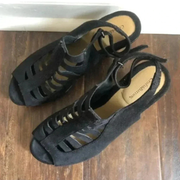 Croft & Barrow Heels | Black Heels | Black Open Toe Heels | Strappy Heels - Picture 7 of 8